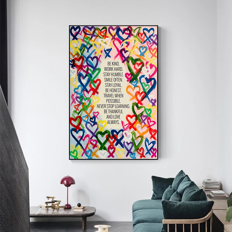 Modern Be Kind and Love Always Canvas Wall Art