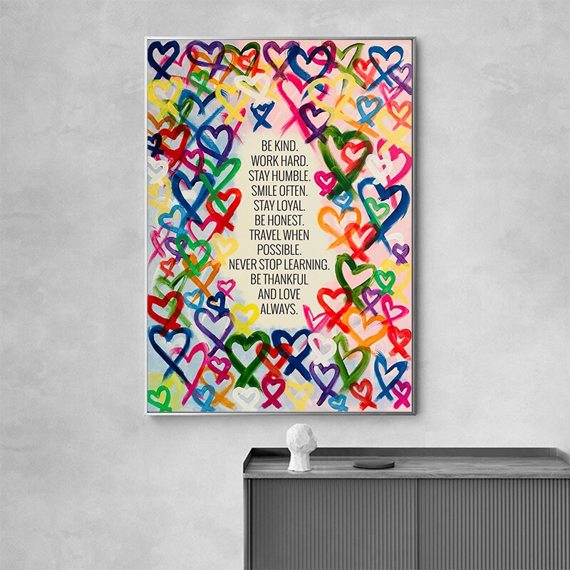 Toile murale moderne Be Kind and Love Always 