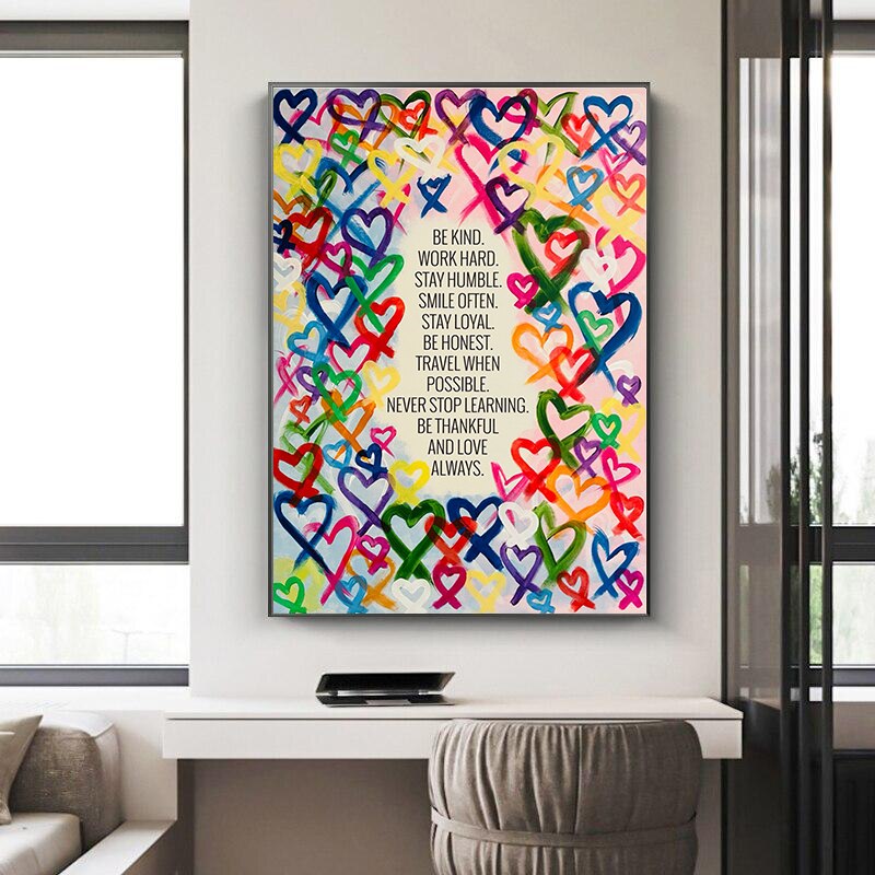 Modern Be Kind and Love Always Canvas Wall Art