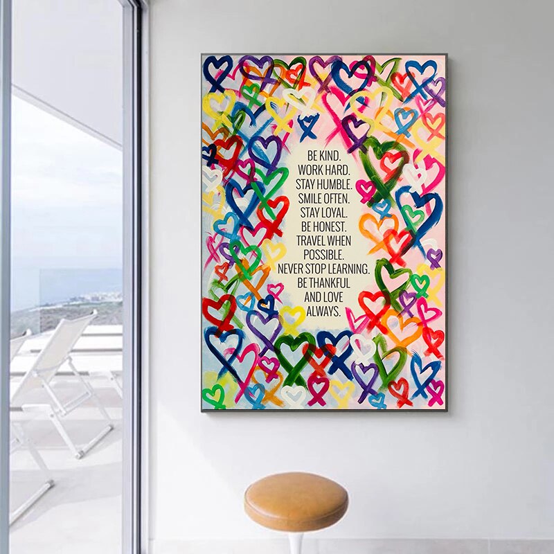 Modern Be Kind and Love Always Canvas Wall Art