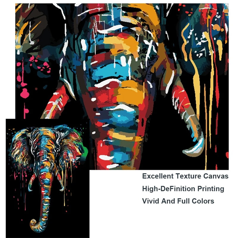 Modern Colourful Elephant Canvas Wall Art