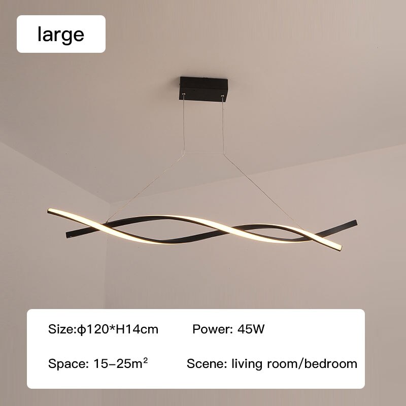 Modern LED Pendant Lamp, Dimmable Black Gold Chandelier