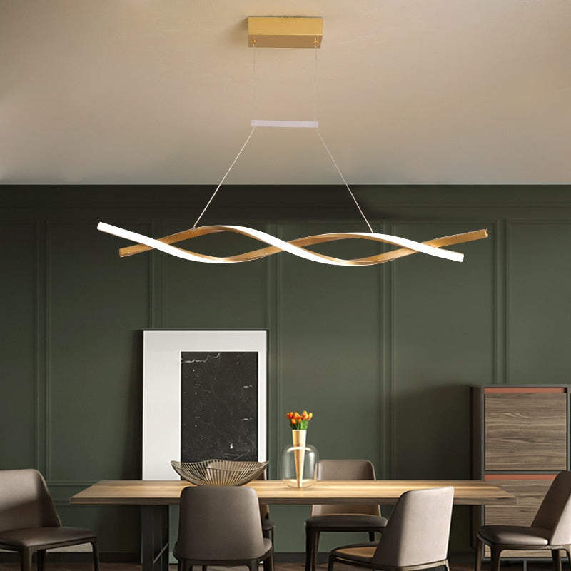 Modern LED Pendant Lamp, Dimmable Black Gold Chandelier