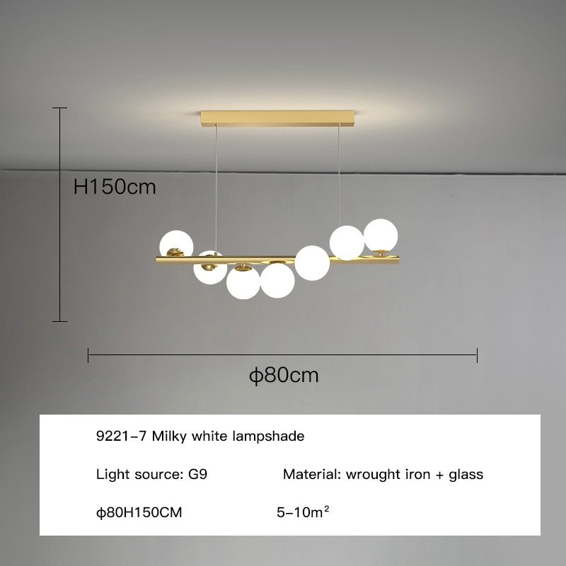 Modern Long Glass Ball Chandelier with G9 LED