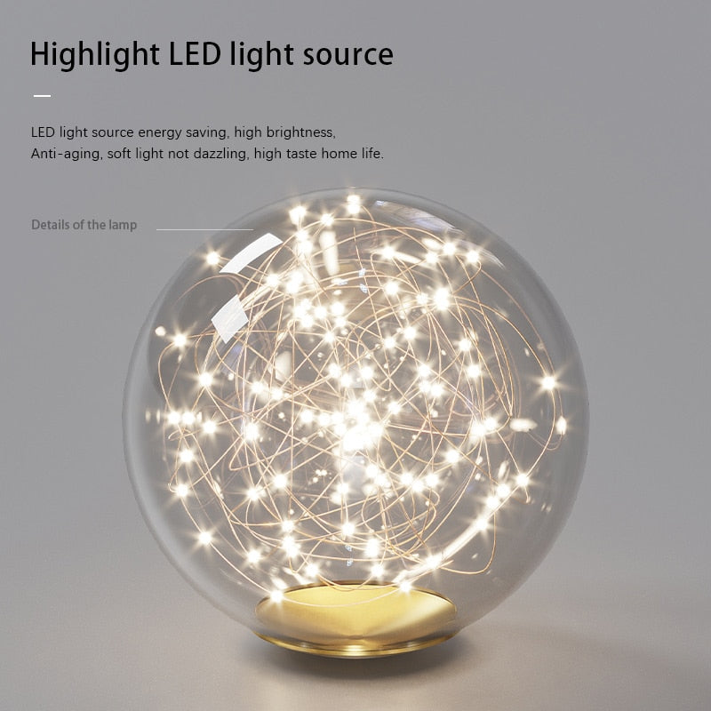 Lustre boule de verre long moderne avec LED G9