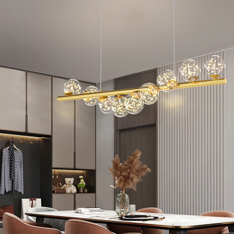 Modern Long Glass Ball Chandelier with G9 LED