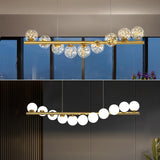 Modern Long Glass Ball Chandelier with G9 LED