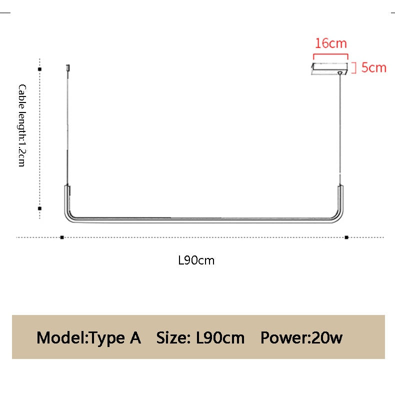 Suspension LED minimaliste moderne or noir