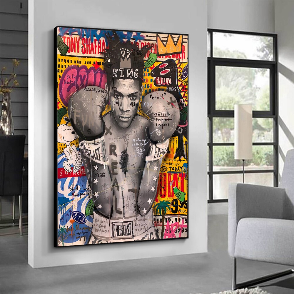 Moderne Pop-Graffiti-Kunst-Boxer-Leinwand-Wandkunst 