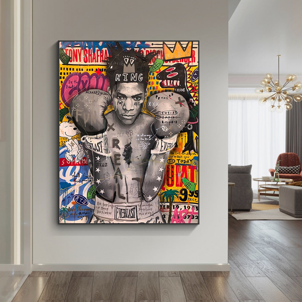 Moderne Pop-Graffiti-Kunst-Boxer-Leinwand-Wandkunst 