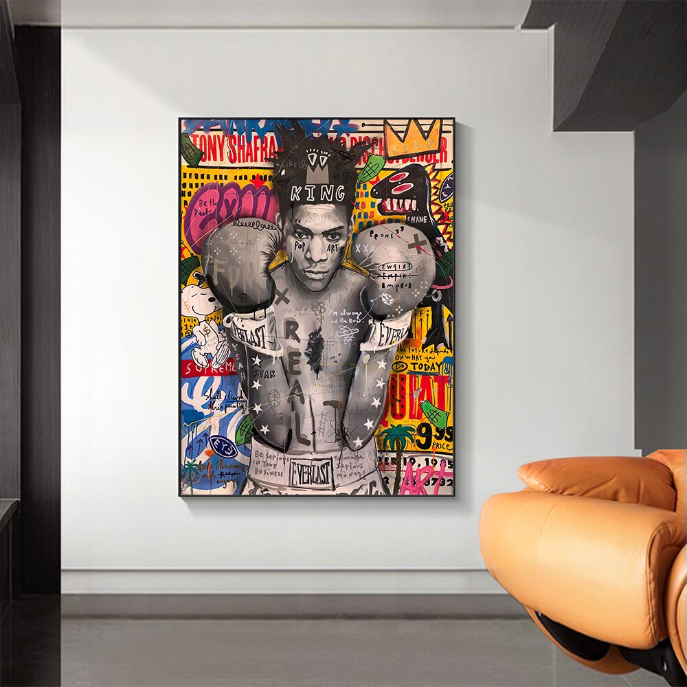 Moderne Pop-Graffiti-Kunst-Boxer-Leinwand-Wandkunst 