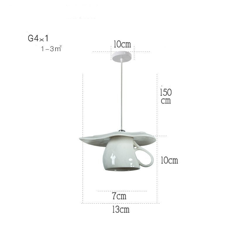 Modern Tea Cup Teapot Crockery Ceramic Led Pendant Lights