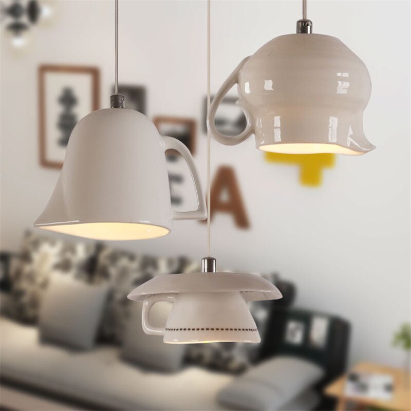 Modern Tea Cup Teapot Crockery Ceramic Led Pendant Lights