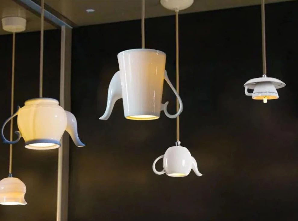 Modern Tea Cup Teapot Crockery Ceramic Led Pendant Lights