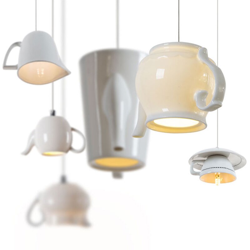 Moderne Teetasse, Teekanne, Geschirr, Keramik, LED-Pendelleuchten