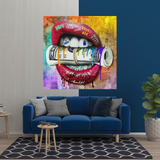 Money Lips Graffiti Canvas Wall Art