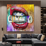 Money Lips Graffiti Canvas Wall Art