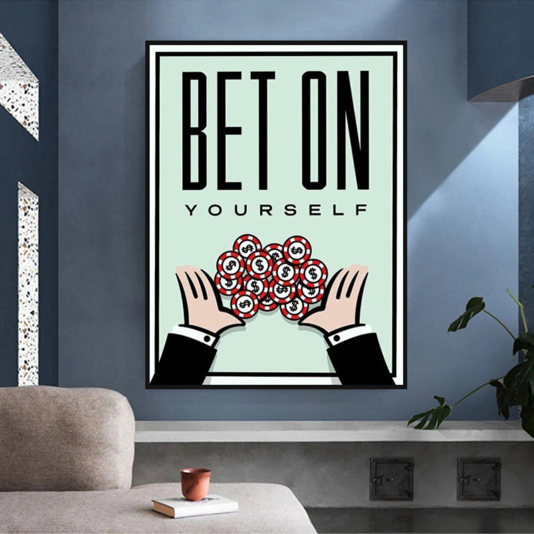 Monopoly Bet on Yourself Card Canvas Wall Art