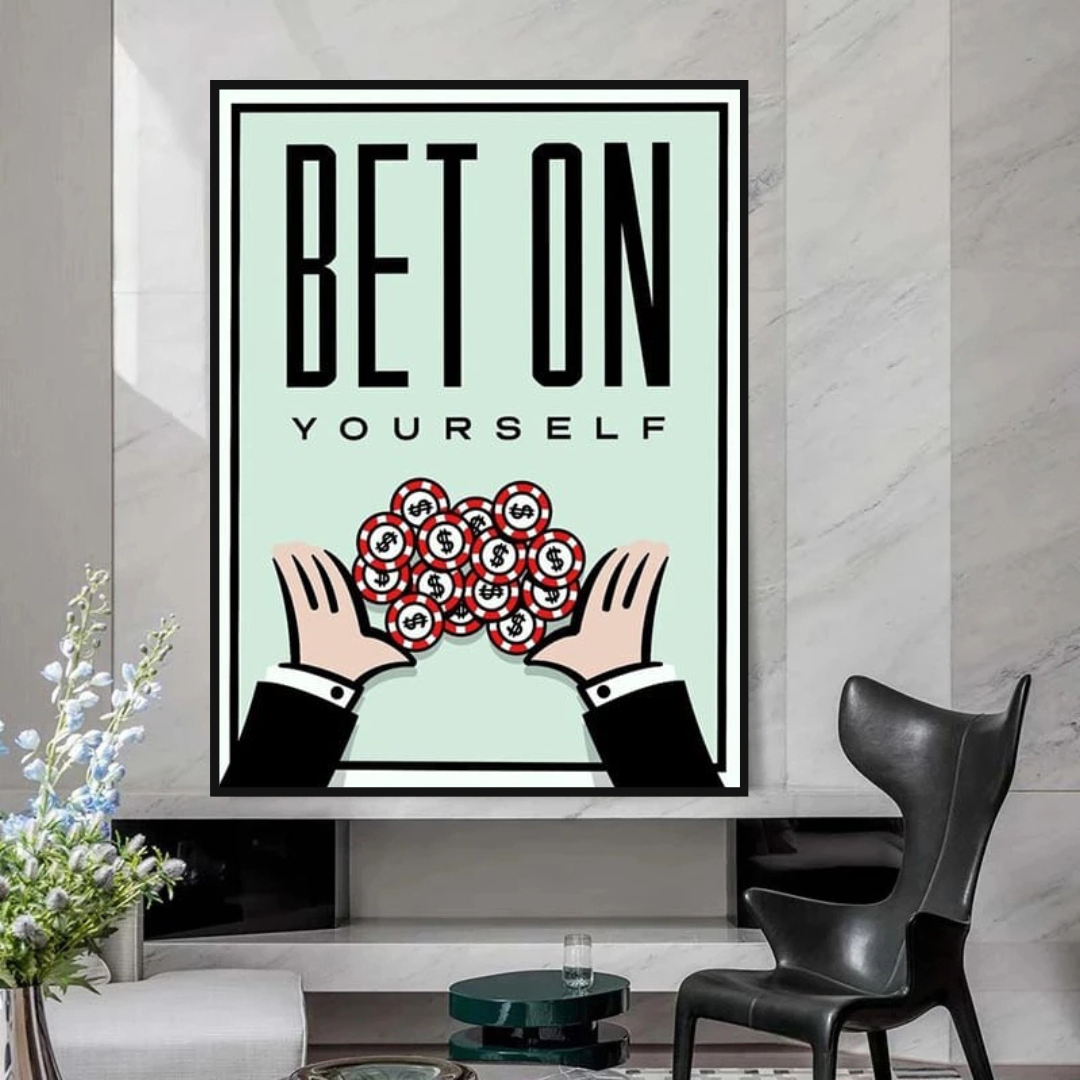 Monopoly Bet on Yourself Card Canvas Wall Art