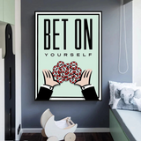 Monopoly Bet on Yourself Card Canvas Wall Art