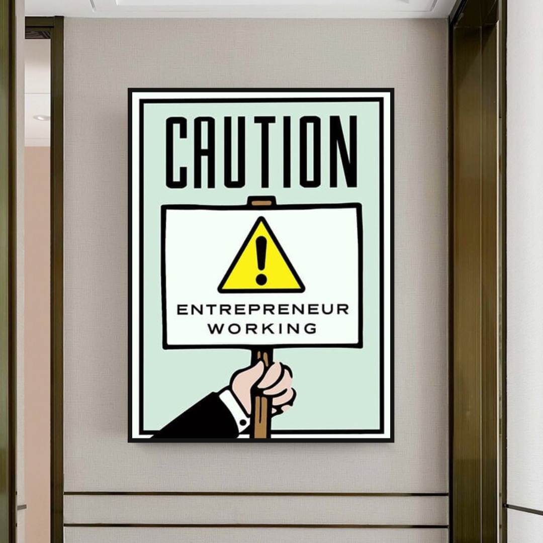 Monopoly Caution Enterpreneur Card Canvas Wall Art