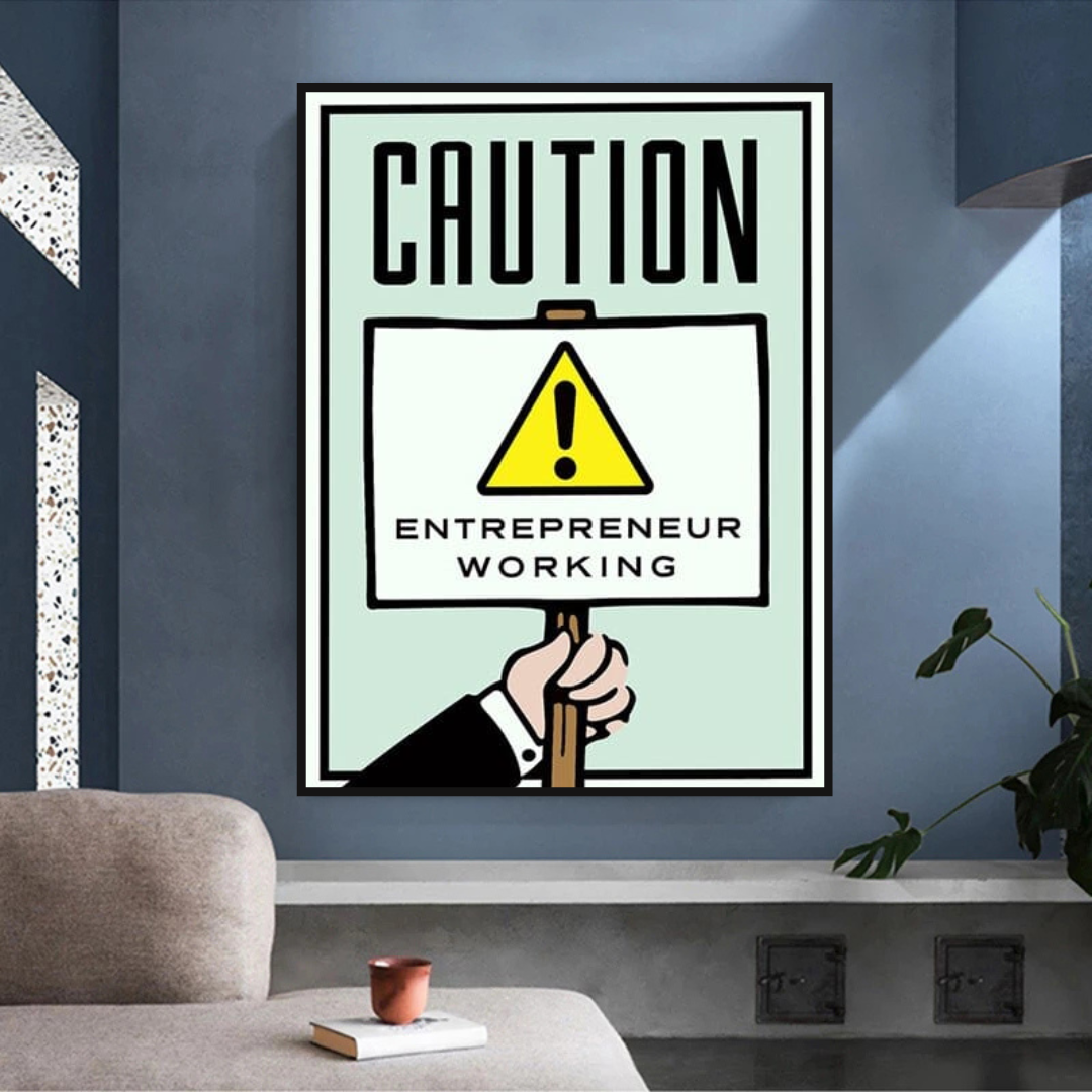 Décoration murale sur toile avec carte d'entrepreneur Monopoly Caution