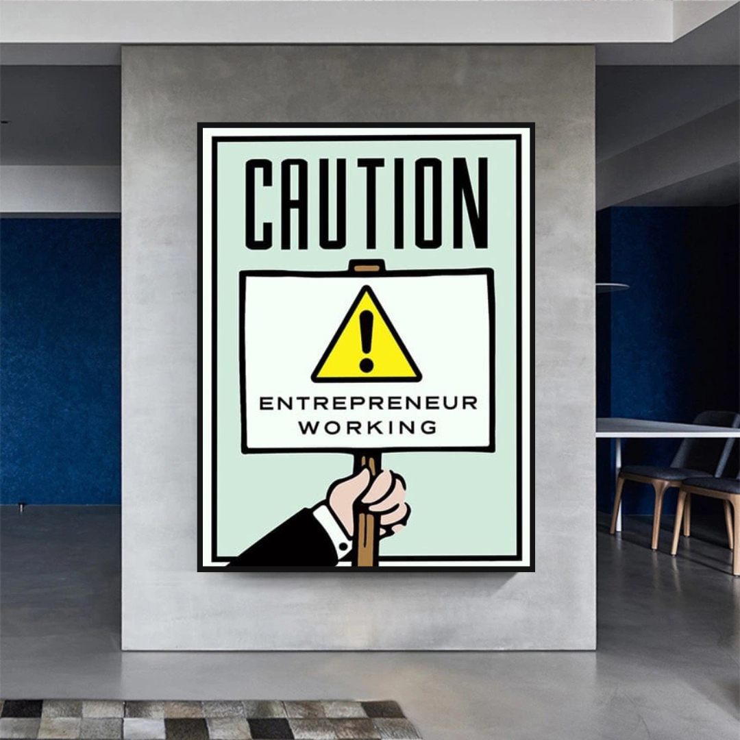 Monopoly Caution Enterpreneur Card Canvas Wall Art