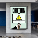 Monopoly Caution Unternehmerkarte Leinwand-Wandkunst
