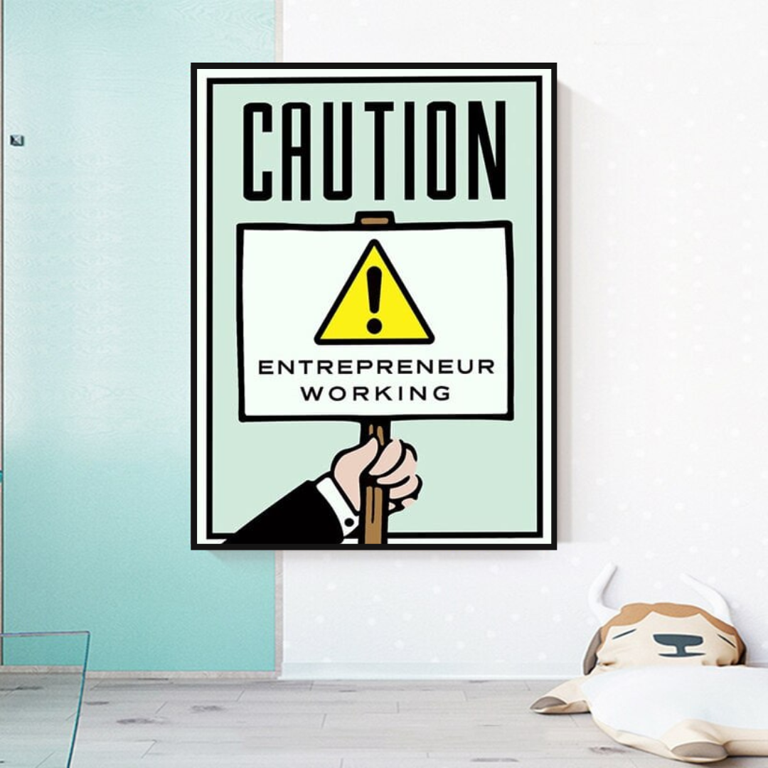 Décoration murale sur toile avec carte d'entrepreneur Monopoly Caution