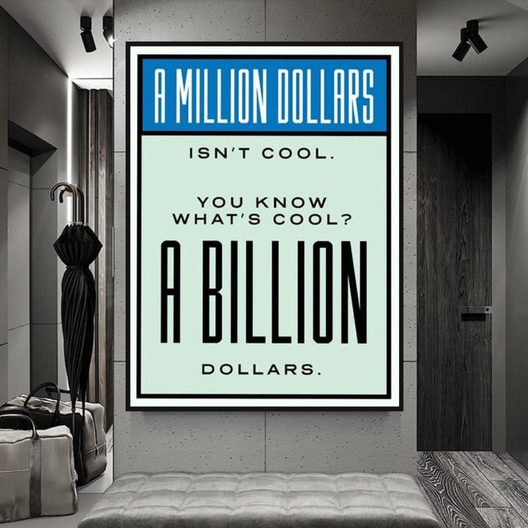 Monopoly Cool Billion Dollars Card Canvas Wall Art