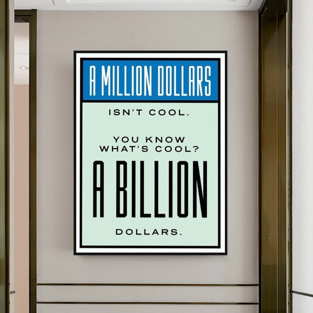 Monopoly Cool Billion Dollars Card Canvas Wall Art