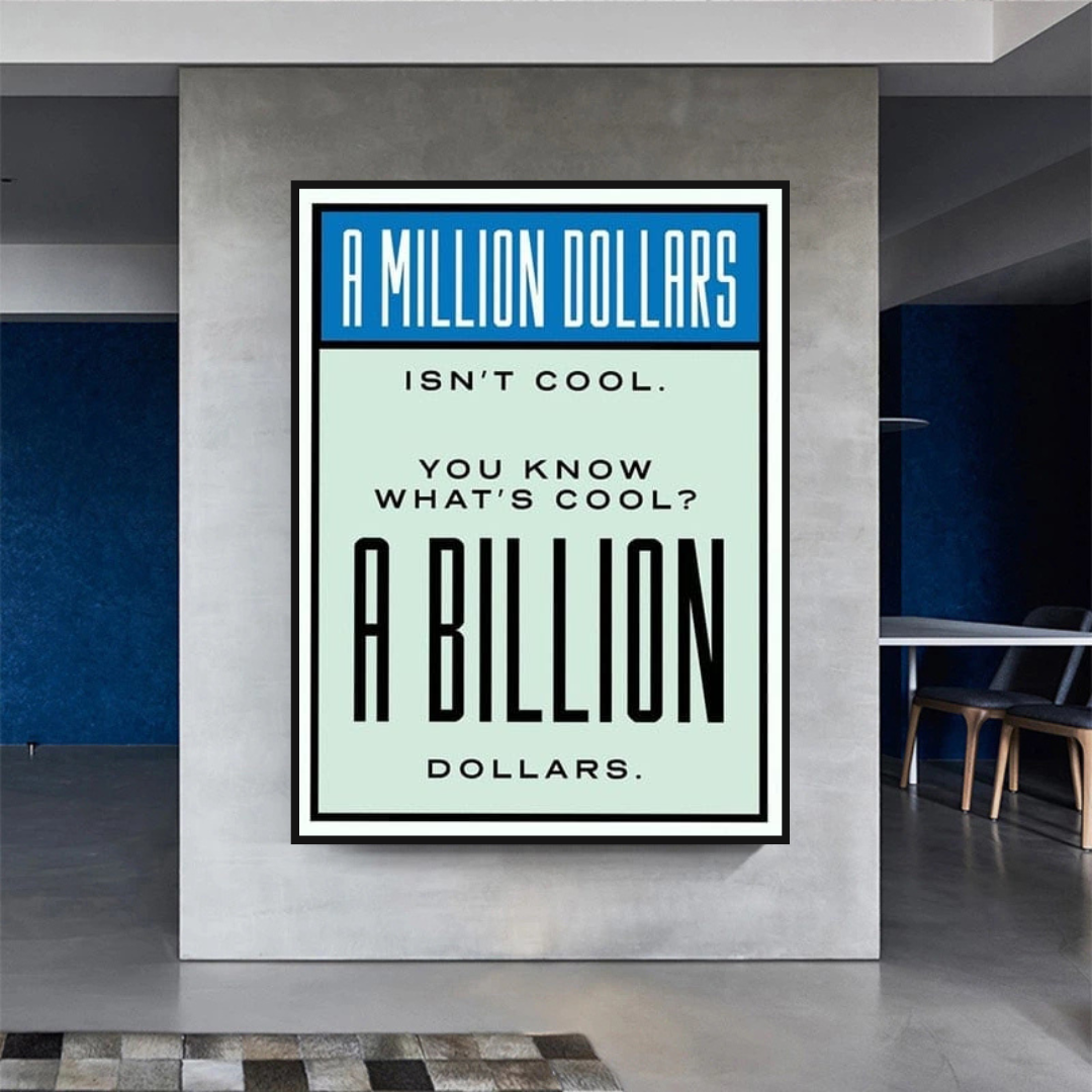 Monopoly Cool Billion Dollars Card Canvas Wall Art