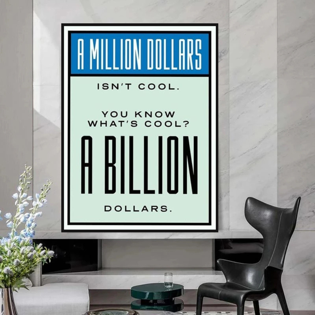 Monopoly Cool Billion Dollars Card Canvas Wall Art