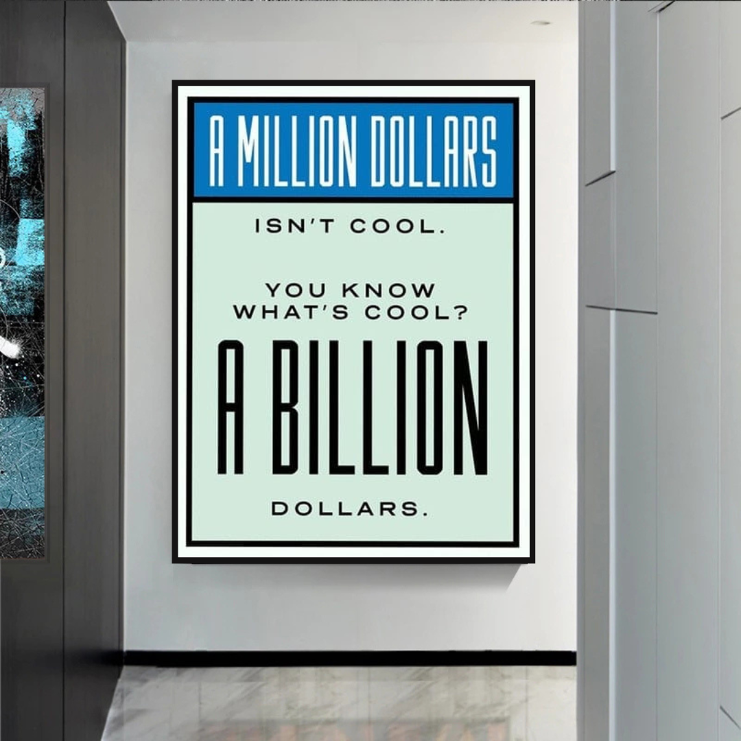 Monopoly Cool Billion Dollars Card Canvas Wall Art