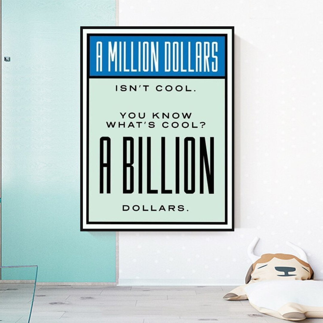 Monopoly Cool Billion Dollars Card Canvas Wall Art