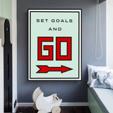 Décoration murale sur toile Monopoly Get Goals and Go Card