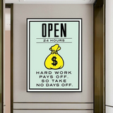 Monopoly Hard Work Pays Off Card Canvas Wall Art