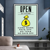 Monopoly Hard Work Pays Off Art mural sur toile de carte