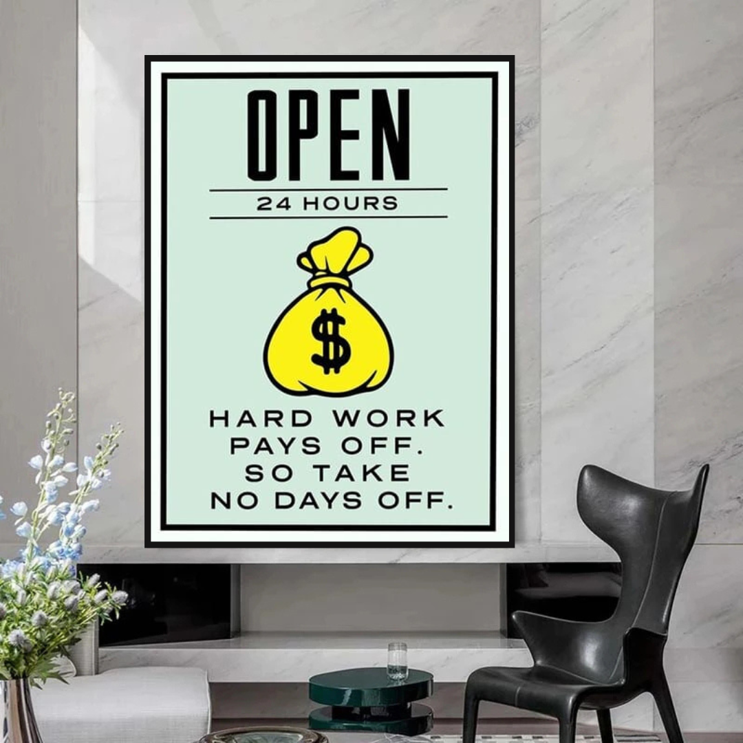 Monopoly Hard Work Pays Off Art mural sur toile de carte