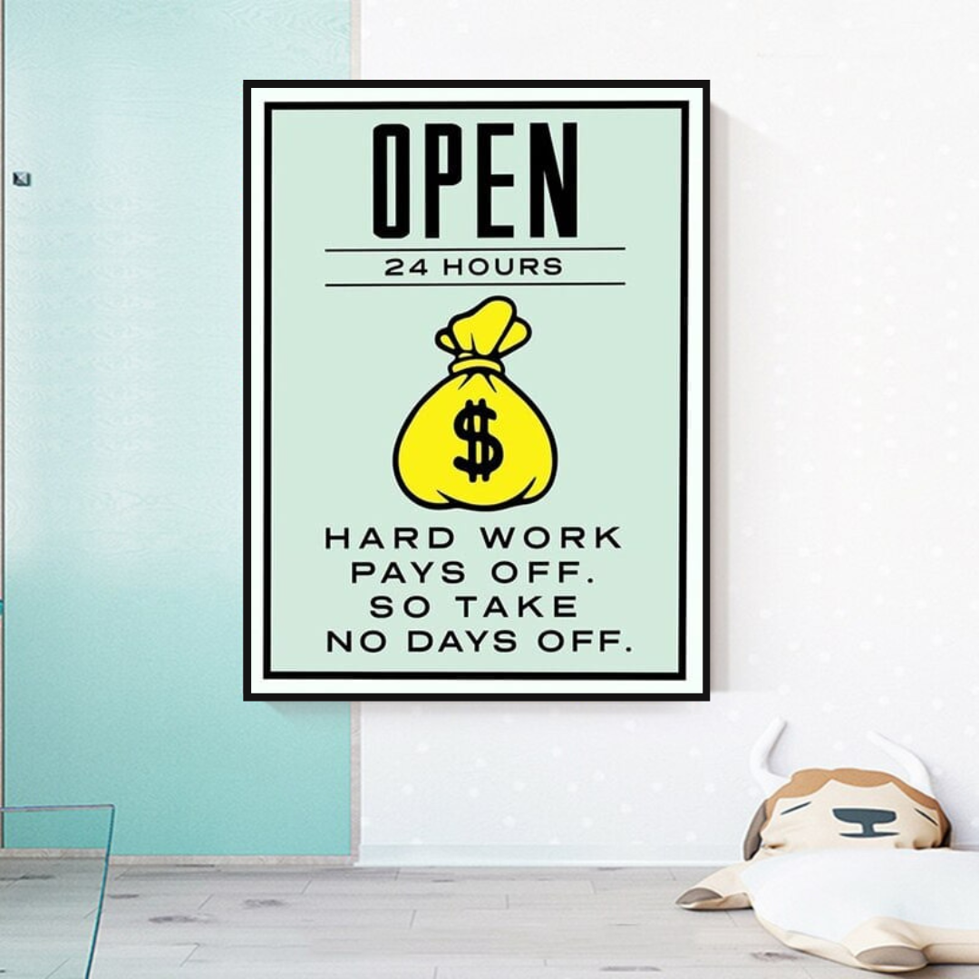 Monopoly Hard Work Pays Off Art mural sur toile de carte