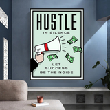Monopoly Hustle in Silence Art mural sur toile avec carte 