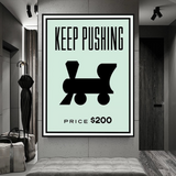 Monopoly Keep Pushing Card Canvas Wall Art