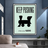 Monopoly Keep Pushing Card Canvas Wall Art