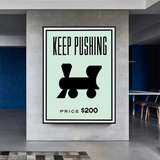 Monopoly Keep Pushing Card Canvas Wall Art