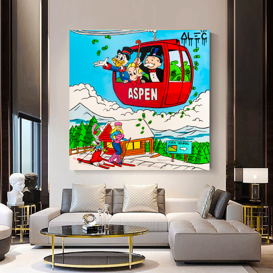 Monopoly-Millionäre in den Schweizer Alpen - Alec Monopoly Art