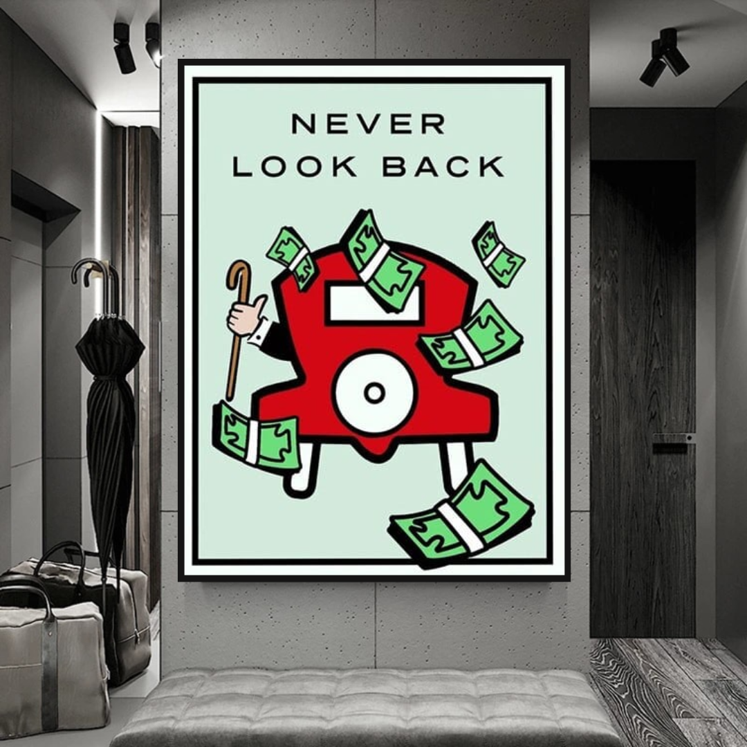 Monopoly Never Look Back Card Canvas Wall Art