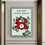 Monopoly Never Look Back Card Canvas Wall Art