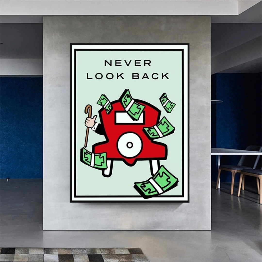 Monopoly Never Look Back Card Canvas Wall Art