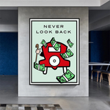 Monopoly Never Look Back Art mural sur toile avec carte