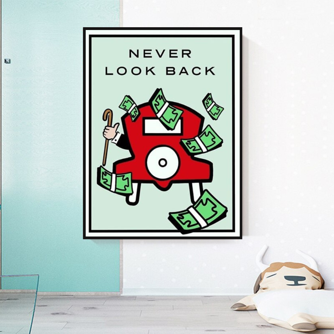 Monopoly Never Look Back Card Canvas Wall Art